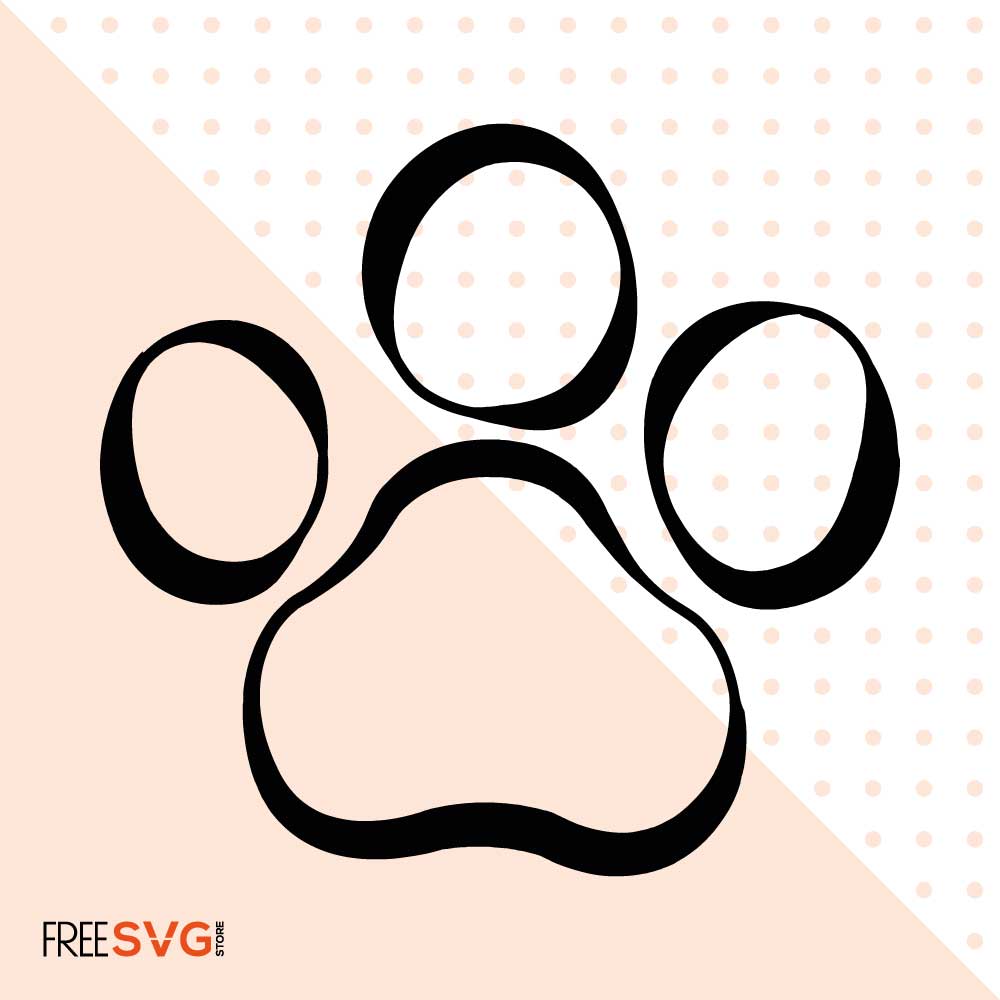Dog Paw Outline SVG- Paw Vector Design
